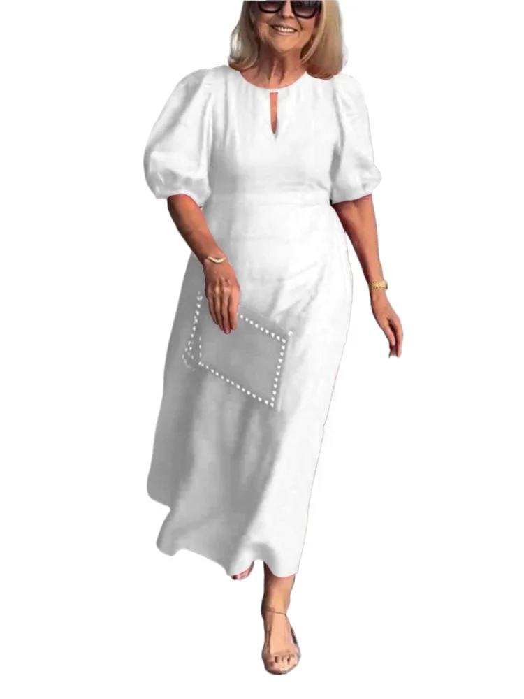 Women's Solid Dress Casual O-Neck Puff Sleeve Loose Dresses For Women Fashion Holiday Party Skirt Dresses Robe Femme Summer New
Women's Solid Dress Casual O-Neck Puff Sleeve Loose Dresses For Women Fashion Holiday Party Skirt Dresses Robe Femme Summer New