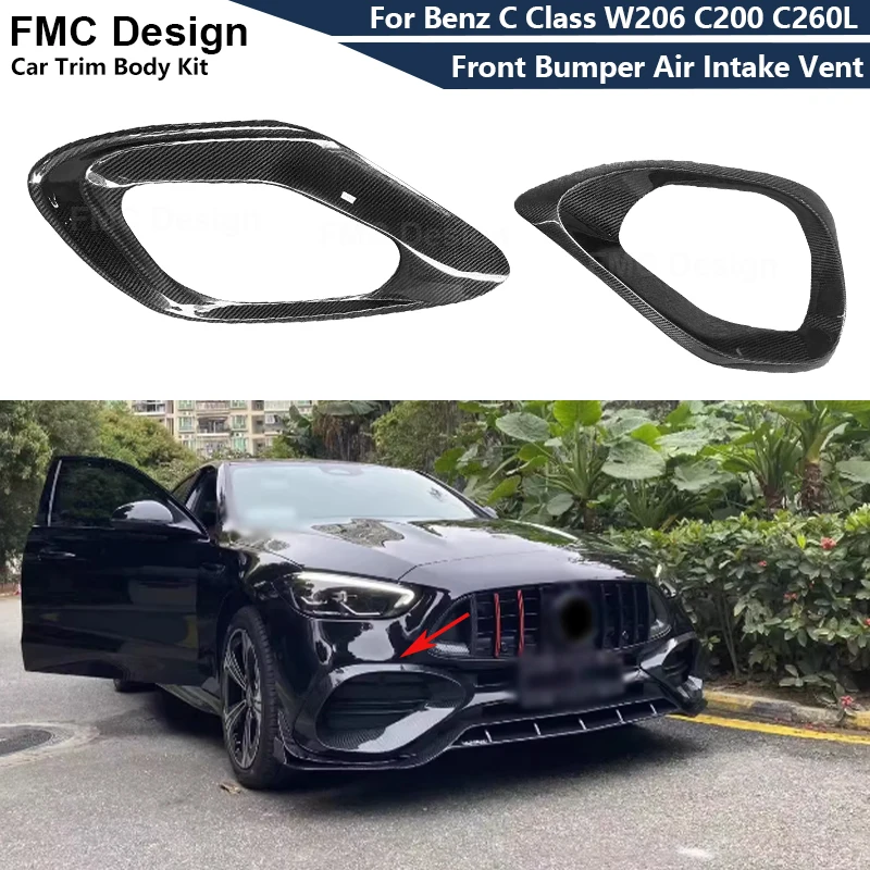 2PCS Carbon Fiber Front Bumper Air Intake Vent For Mercedes Benz C Class W206 C200 C260L Upgrade Body kit
2PCS Carbon Fiber Front Bumper Air Intake Vent For Mercedes Benz C Class W206 C200 C260L Upgrade Body kit