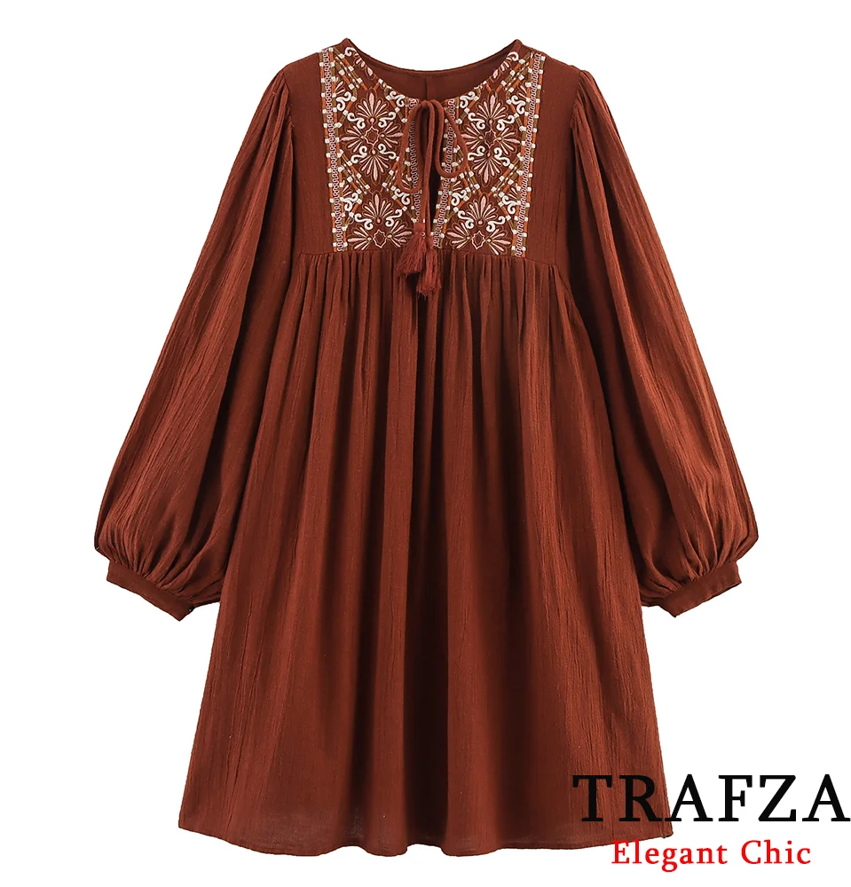 TRAFZA-Women Vintage Short Dress Embroidery Loose Lace Dress New 2025 Spring/Summer Fashion Vacation Classic Festivities Dress
TRAFZA-Women Vintage Short Dress Embroidery Loose Lace Dress New 2025 Spring/Summer Fashion Vacation Classic Festivities Dress