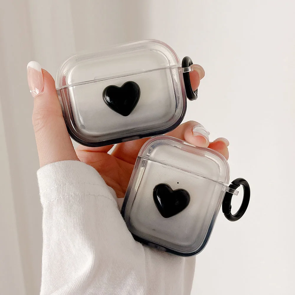 Gradient Black Heart Cute Case for AirPods Pro AirPod 2 Soft Transparent Bluetooth Headset Charging Cover for AirPods 3 Keyring
Gradient Black Heart Cute Case for AirPods Pro AirPod 2 Soft Transparent Bluetooth Headset Charging Cover for AirPods 3 Keyring