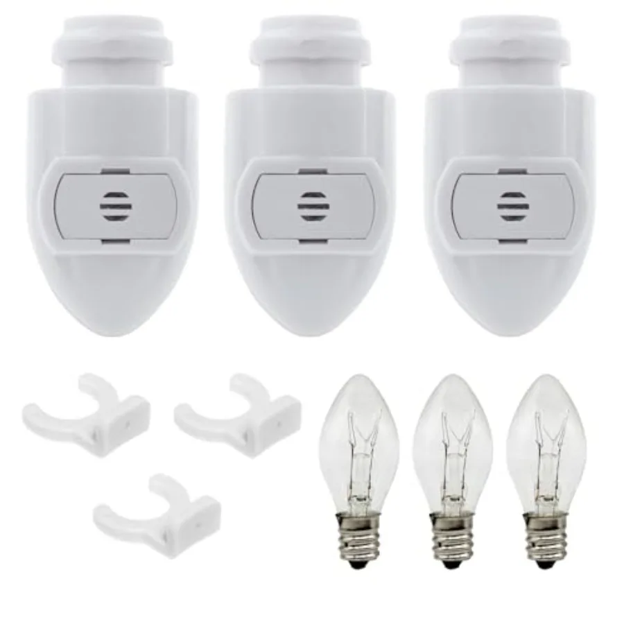 White Auto On Sensor Plug in Night Light Module Includes 3 Bulbs and 3 Plastic Clips, Great for Making Your Own Decorative Nigh
White Auto On Sensor Plug in Night Light Module Includes 3 Bulbs and 3 Plastic Clips, Great for Making Your Own Decorative Nigh
