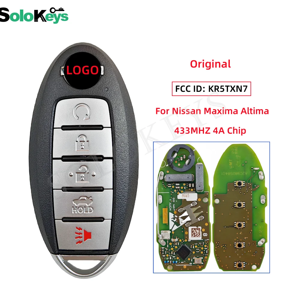 SOLOKEYS FCCID:KR5TXN7 S180144906 для Nissan Maxima Altima 2016-2023 оригинальный Смарт-пульт дистанционного управления с 5 кнопками 433 МГц 4achip с логотипом
SOLOKEYS FCCID:KR5TXN7 S180144906 для Nissan Maxima Altima 2016-2023 оригинальный Смарт-пульт дистанционного управления с 5 кнопками 433 МГц 4achip с логотипом