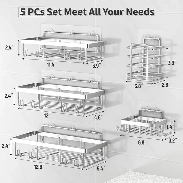 5 Pack Shower Caddy Organizer Rack Shelf Inside Shower Self Adhesive Bathroom Wall Storage No Drill
5 Pack Shower Caddy Organizer Rack Shelf Inside Shower Self Adhesive Bathroom Wall Storage No Drill