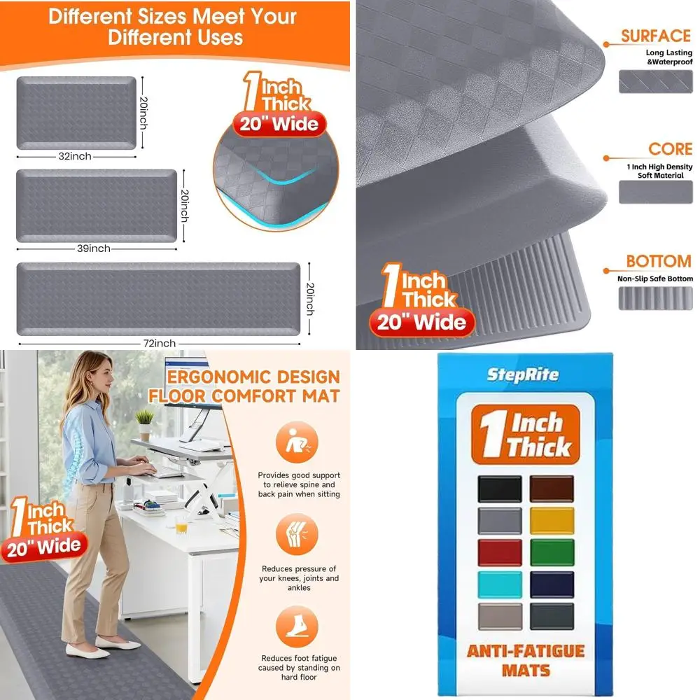 Thick Anti-Fatigue Kitchen Mats, Non-Slip Waterproof Rugs for Home and Office Use (Grey)
Thick Anti-Fatigue Kitchen Mats, Non-Slip Waterproof Rugs for Home and Office Use (Grey)