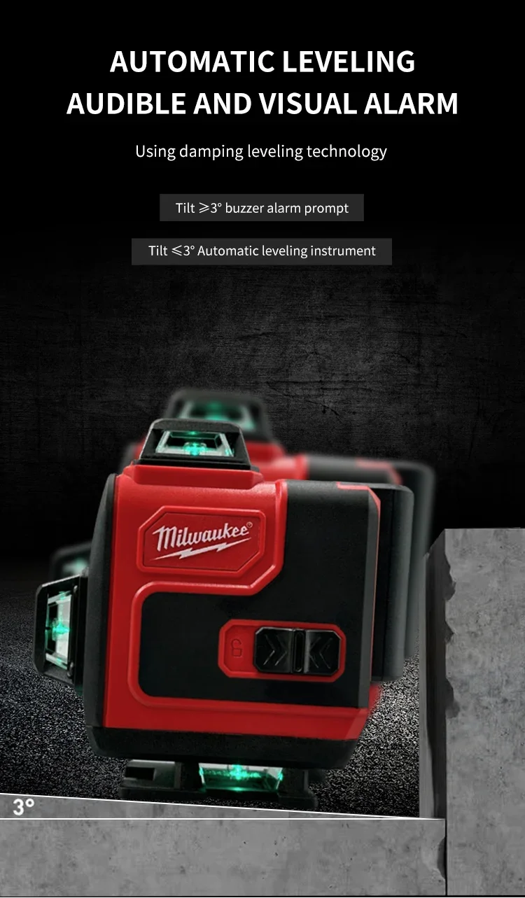 Milwaukee Laser Level 360 Green 16 Lines 4D Self-leveling Horizontal Vertical Cross Line Super Powerful Laser Level Beam
Milwaukee Laser Level 360 Green 16 Lines 4D Self-leveling Horizontal Vertical Cross Line Super Powerful Laser Level Beam