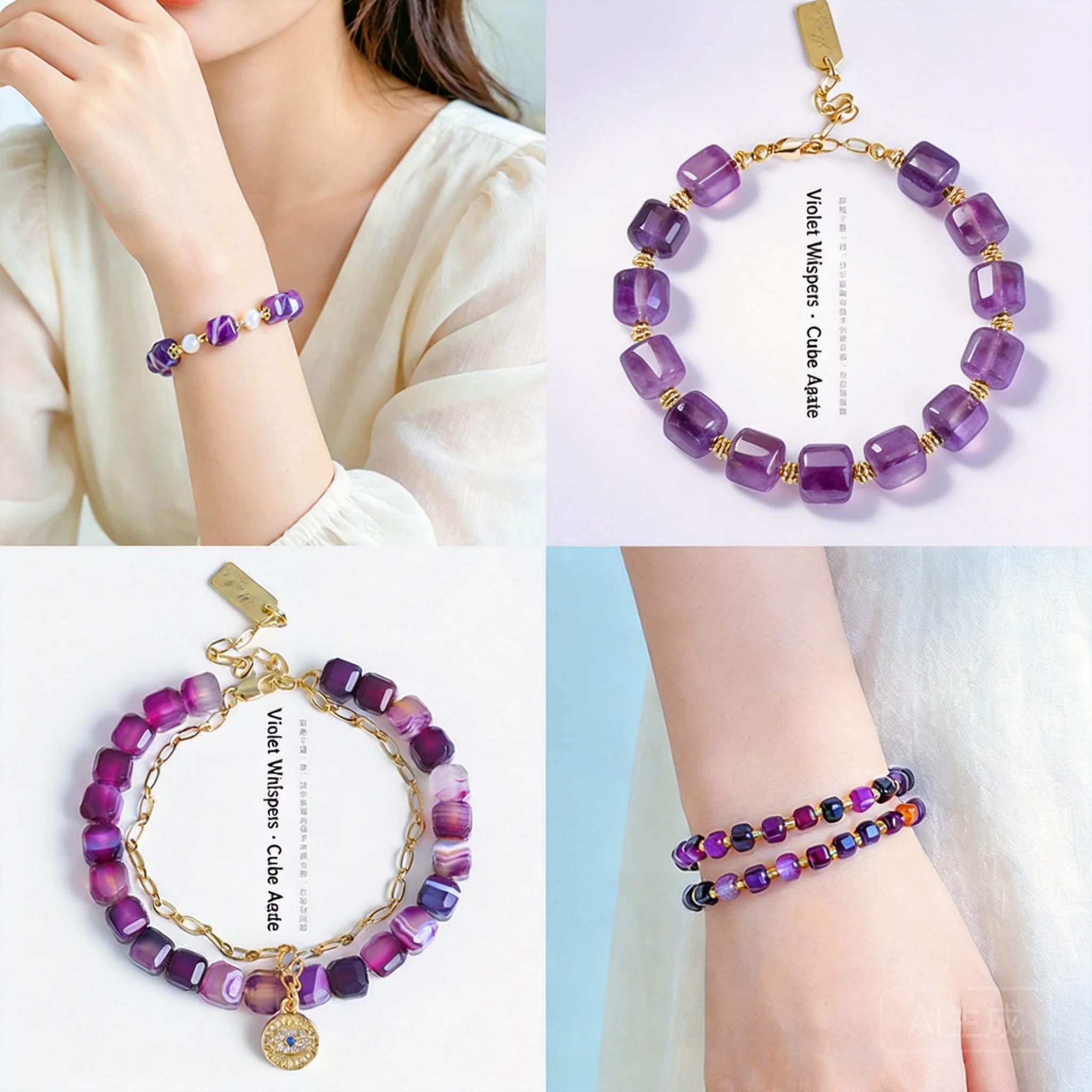 Chinese Style Lucky Purple Striped Agate Square Bead Bracelet Women Freshwater Pearl Amethyst Double Layer Blessing Jewelry Gift
Chinese Style Lucky Purple Striped Agate Square Bead Bracelet Women Freshwater Pearl Amethyst Double Layer Blessing Jewelry Gift