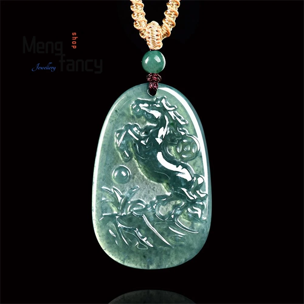 Genuine Natural A-grade Jadeite Blue Water to Get Rich Soon Zodiac Horse Brand Glutinous Jade Pendant High-grade Fashion Jewelry
Genuine Natural A-grade Jadeite Blue Water to Get Rich Soon Zodiac Horse Brand Glutinous Jade Pendant High-grade Fashion Jewelry