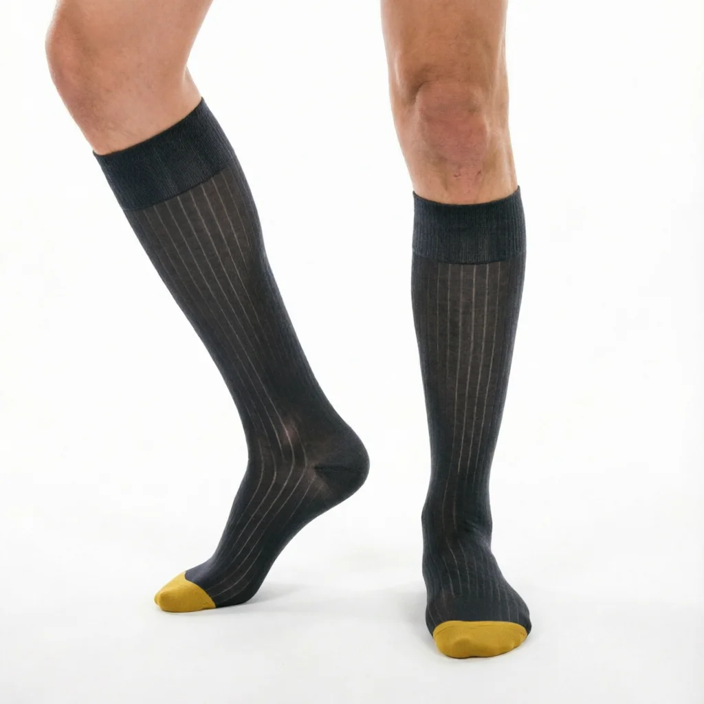 Men Thin Dress Socks Middle Tube Wide Striped Translucent Silk Socks Golden Blue Toes Sock Breathable Business Stockings
Men Thin Dress Socks Middle Tube Wide Striped Translucent Silk Socks Golden Blue Toes Sock Breathable Business Stockings