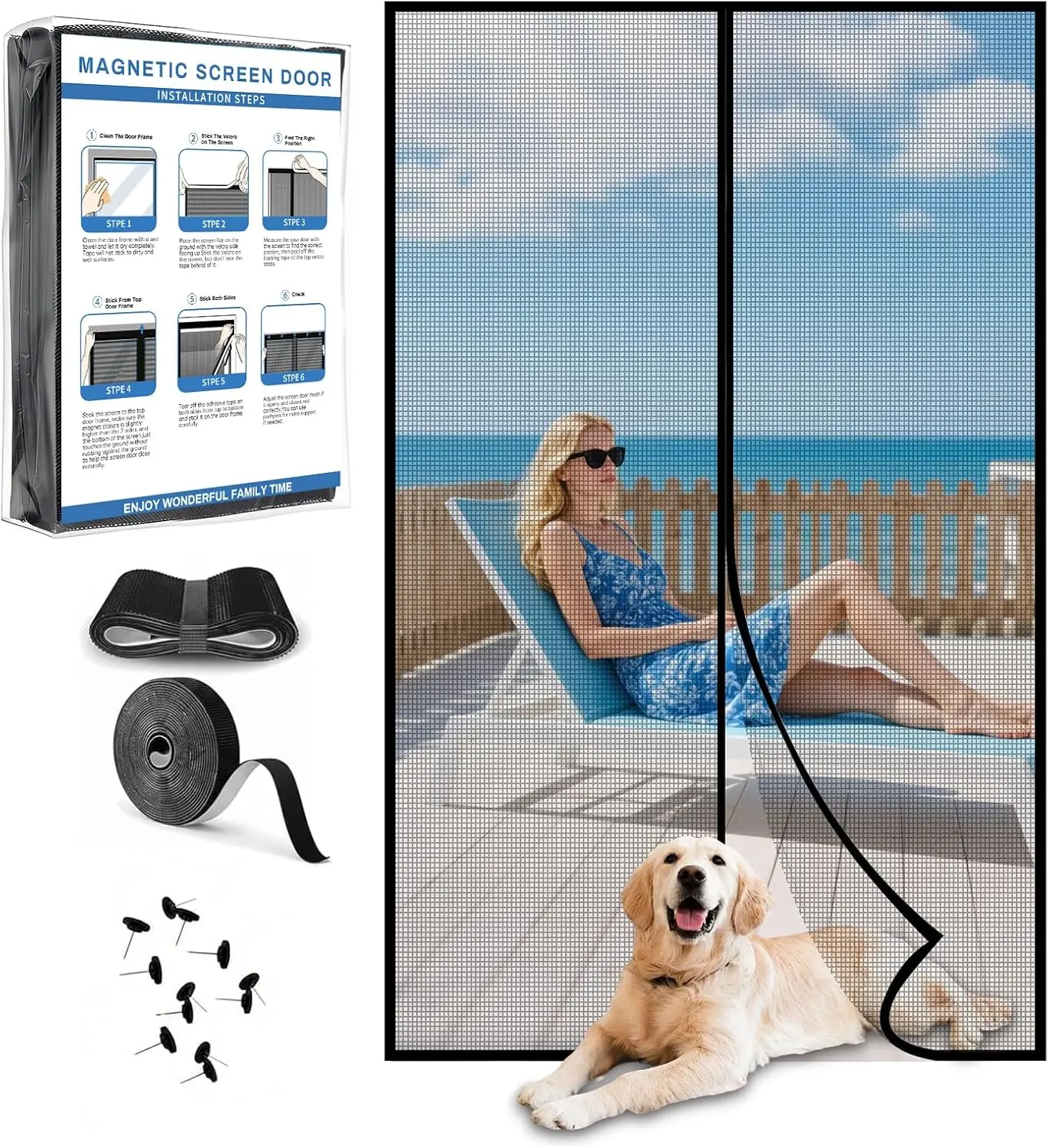 PET Mesh Magnetic Screen Door, Stronger Than Fiberglass, Hands Free, Keeps Bugs Out, Pet & Kid Friendly, Fits 36"x82" Door
PET Mesh Magnetic Screen Door, Stronger Than Fiberglass, Hands Free, Keeps Bugs Out, Pet & Kid Friendly, Fits 36"x82" Door