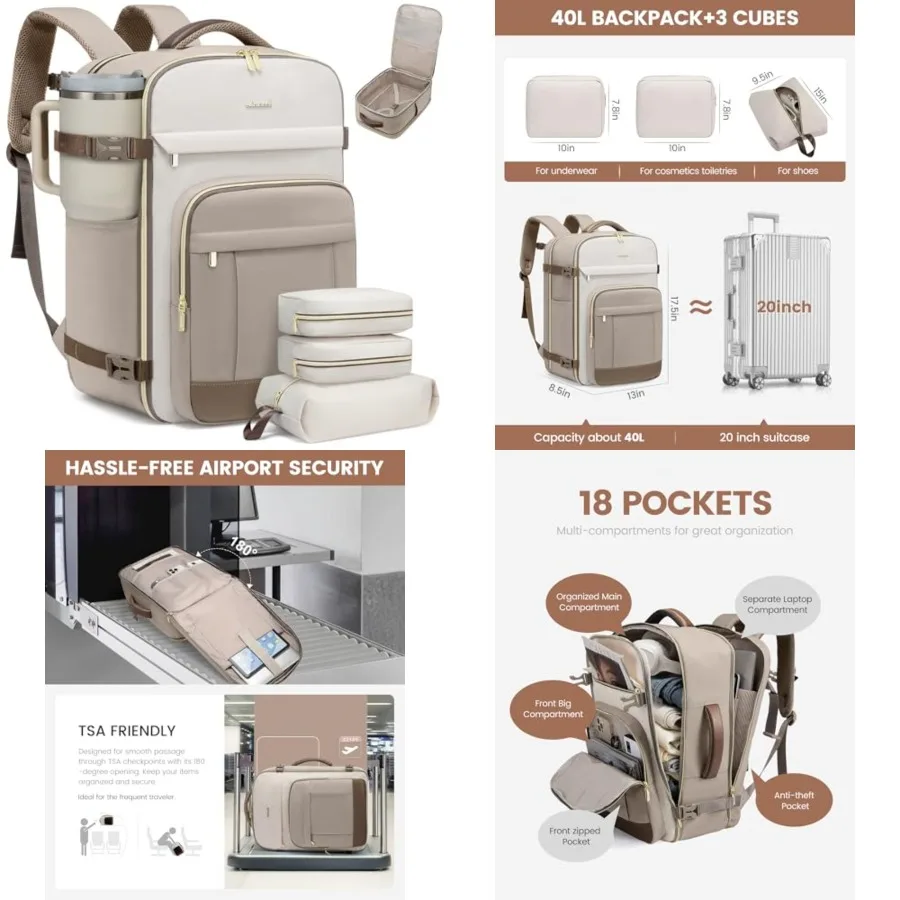 40L Travel Backpack for Women and Men - 17.3 Inch Carry On Backpack and Personal Item Backpack for Airlines, Spacious and Durab
40L Travel Backpack for Women and Men - 17.3 Inch Carry On Backpack and Personal Item Backpack for Airlines, Spacious and Durab