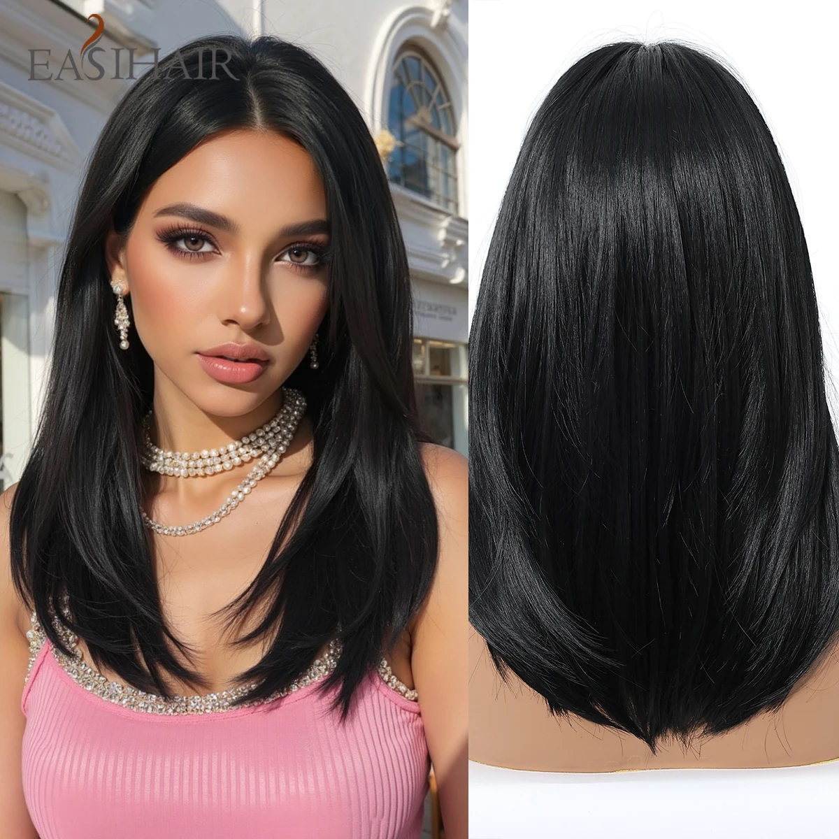 EASIHAIR Middle Part Black Synthetic Wigs for Women Medium Length Straight Hair Wigs Daily Use Party Heat Resistant Natural Hair
EASIHAIR Middle Part Black Synthetic Wigs for Women Medium Length Straight Hair Wigs Daily Use Party Heat Resistant Natural Hair