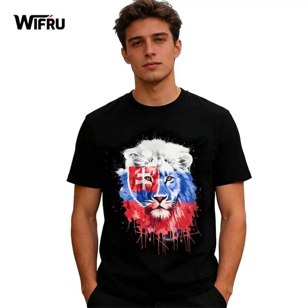 Slovakia Flag Lion Graphic T-Shirt Breathable Quick-drying Men's Short Sleeve Tops WIFRU Simple Print Black Crew Neck Streetwear
Slovakia Flag Lion Graphic T-Shirt Breathable Quick-drying Men's Short Sleeve Tops WIFRU Simple Print Black Crew Neck Streetwear
