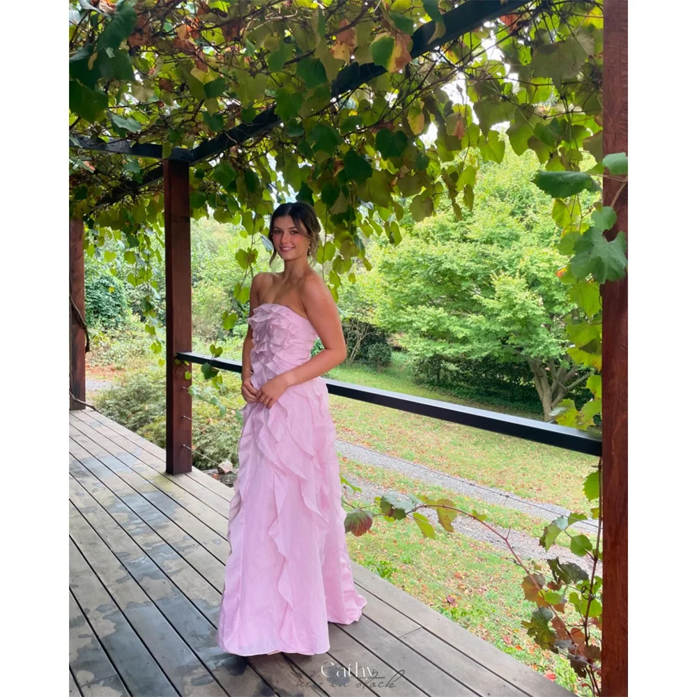Cathy Customized Pink Strapless Pleated Prom Dresses Side Split Sleeveless vestidos de noiva Elegant Floor-Length Formal Evening
Cathy Customized Pink Strapless Pleated Prom Dresses Side Split Sleeveless vestidos de noiva Elegant Floor-Length Formal Evening