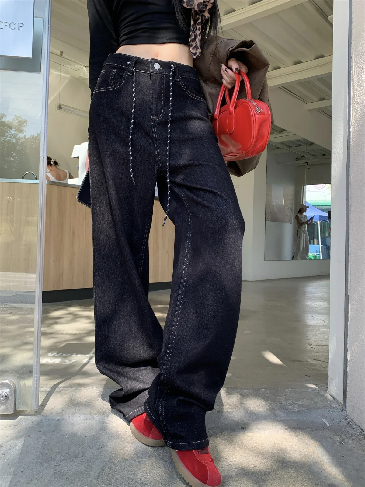 Streetwear Drawstring Tie-Dye Vintage Jeans Women High Waist 90s Fashion American Retro Loose Wide Leg Pants Straight Jeans
Streetwear Drawstring Tie-Dye Vintage Jeans Women High Waist 90s Fashion American Retro Loose Wide Leg Pants Straight Jeans