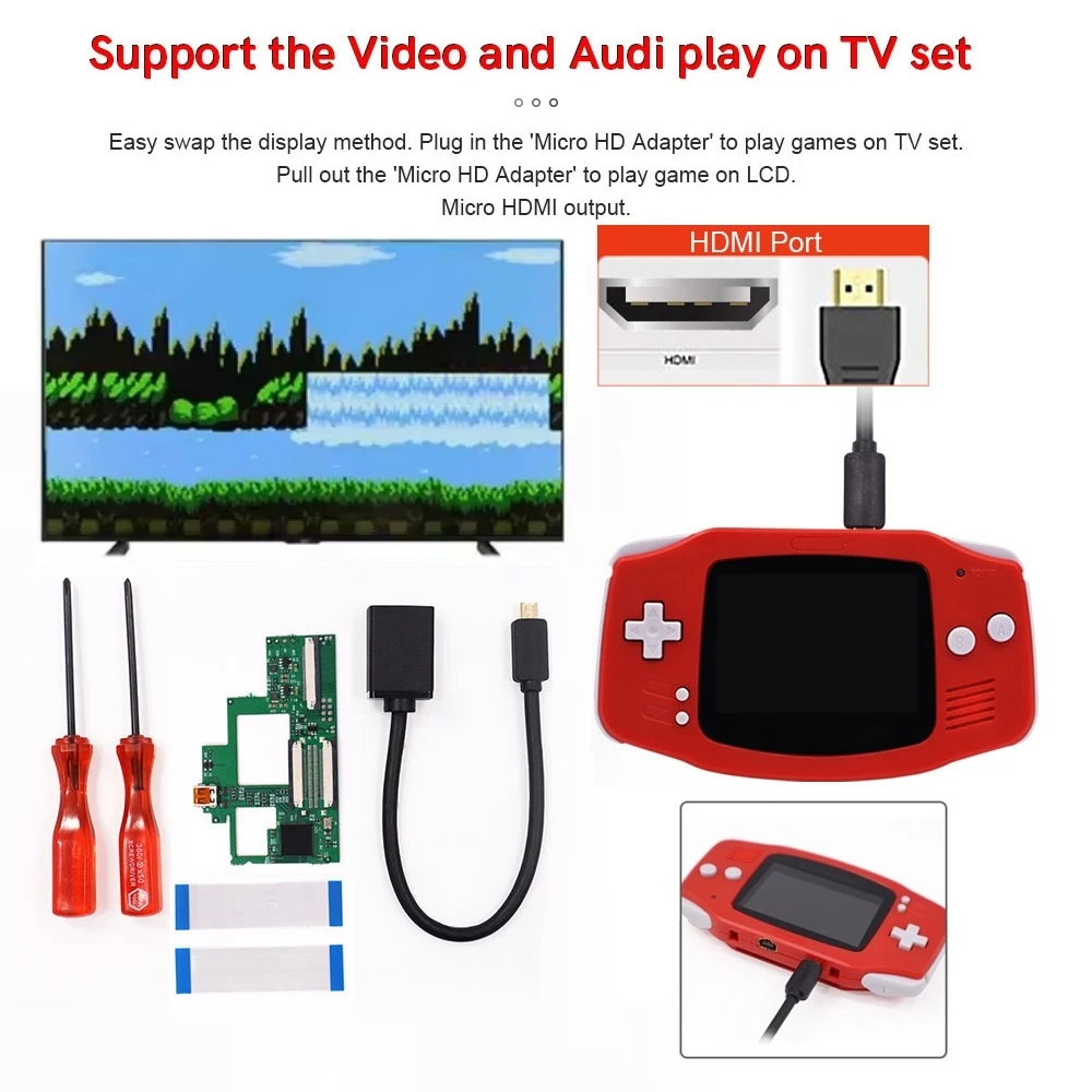 Hispeedido 32 Pin/40 Pin HDMI Adapter HDTV Converter PCB Kit Support the Video and Audio Play on TV Set For Game Boy Advance
Hispeedido 32 Pin/40 Pin HDMI Adapter HDTV Converter PCB Kit Support the Video and Audio Play on TV Set For Game Boy Advance