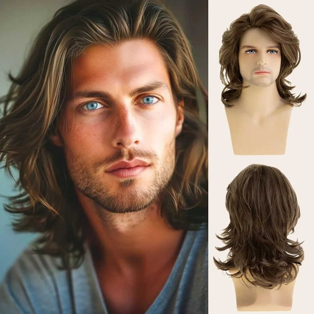 14 inch new men's wig medium long curly brown fluffy synthetic wig suitable for parties, birthdays, music festivals, and dances
14 inch new men's wig medium long curly brown fluffy synthetic wig suitable for parties, birthdays, music festivals, and dances