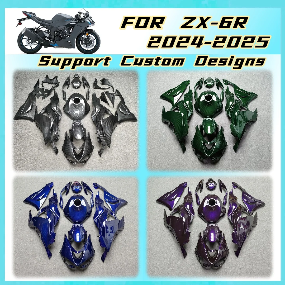 For Kawasaki 2024 2025 ZX 6R Fairing Kit ABS Plastic Injection Bodywork Panels ZX6R 24 25 Fairings Cowl Components
For Kawasaki 2024 2025 ZX 6R Fairing Kit ABS Plastic Injection Bodywork Panels ZX6R 24 25 Fairings Cowl Components