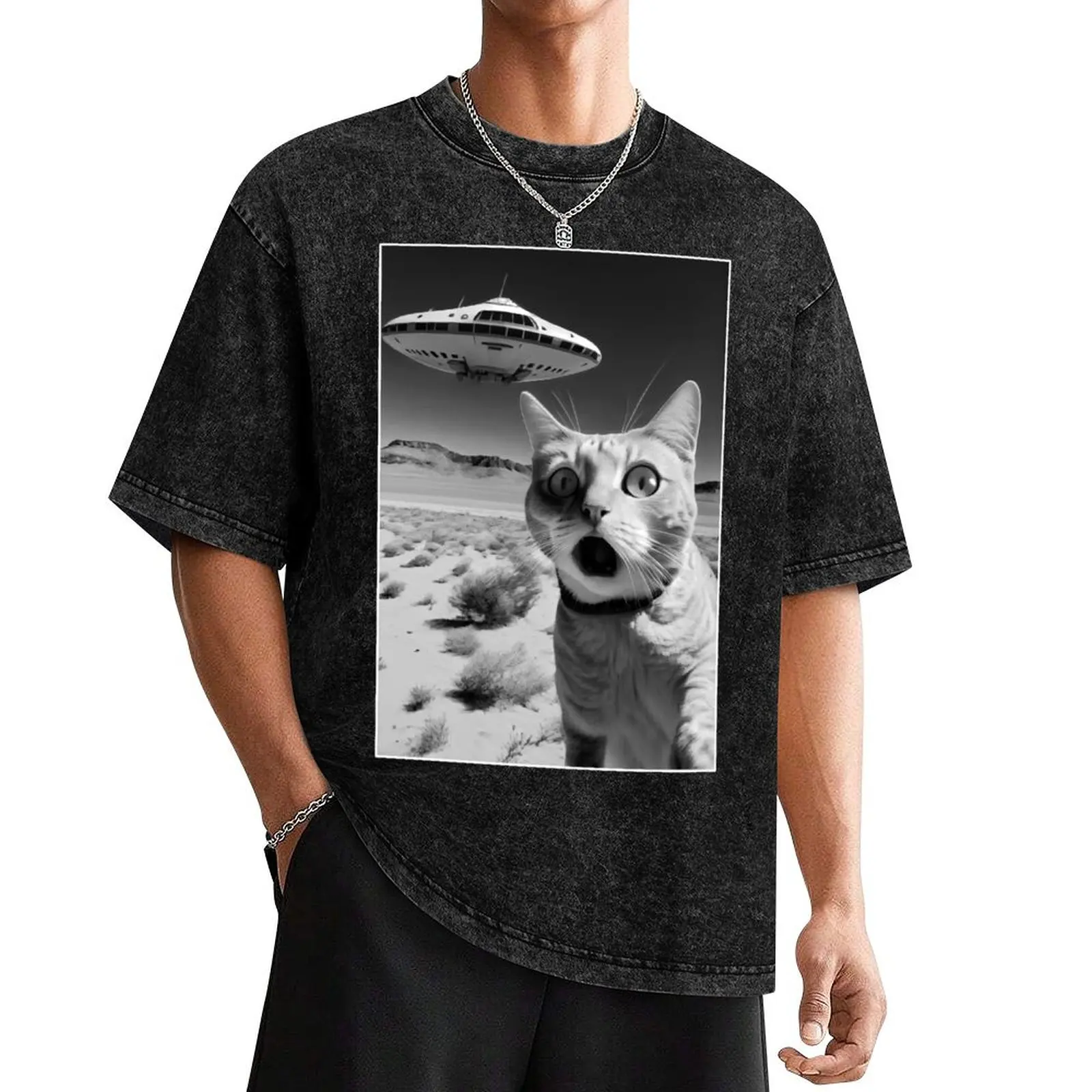 A cat taking a selfie with a UFO spaceship - funny pun meme image T-Shirt fashion shirts oversized graphic tee shirts men
A cat taking a selfie with a UFO spaceship - funny pun meme image T-Shirt fashion shirts oversized graphic tee shirts men