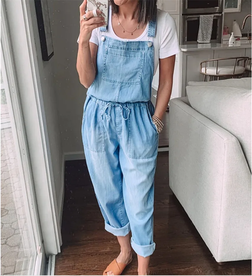 Women's Fashionable Denim Camisole Pants Loose and Casual Elastic Drawstring Waist Jumpsuit Versatile Daily Pants
Women's Fashionable Denim Camisole Pants Loose and Casual Elastic Drawstring Waist Jumpsuit Versatile Daily Pants