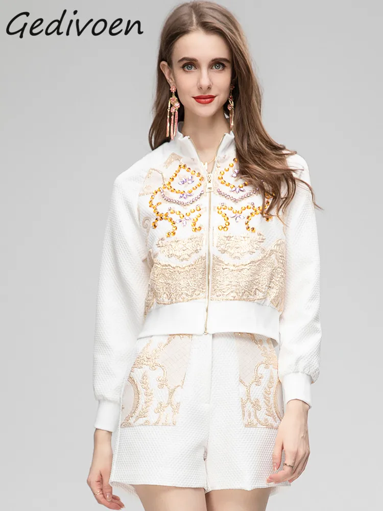 Gedivoen Summer Fashion Runway Luxury Jacquard Shorts Set Women Long Sleeve Diamond Beading Jacket+Straight Shorts 2 Pieces Set
Gedivoen Summer Fashion Runway Luxury Jacquard Shorts Set Women Long Sleeve Diamond Beading Jacket+Straight Shorts 2 Pieces Set