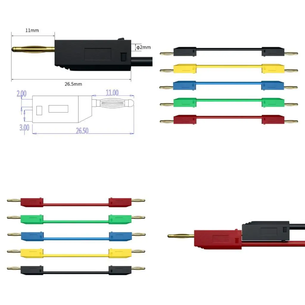 Y1UD 5pcs Flexible 2mm Banana Lift Test Wire Multicolor Insulation Secure Connection
Y1UD 5pcs Flexible 2mm Banana Lift Test Wire Multicolor Insulation Secure Connection