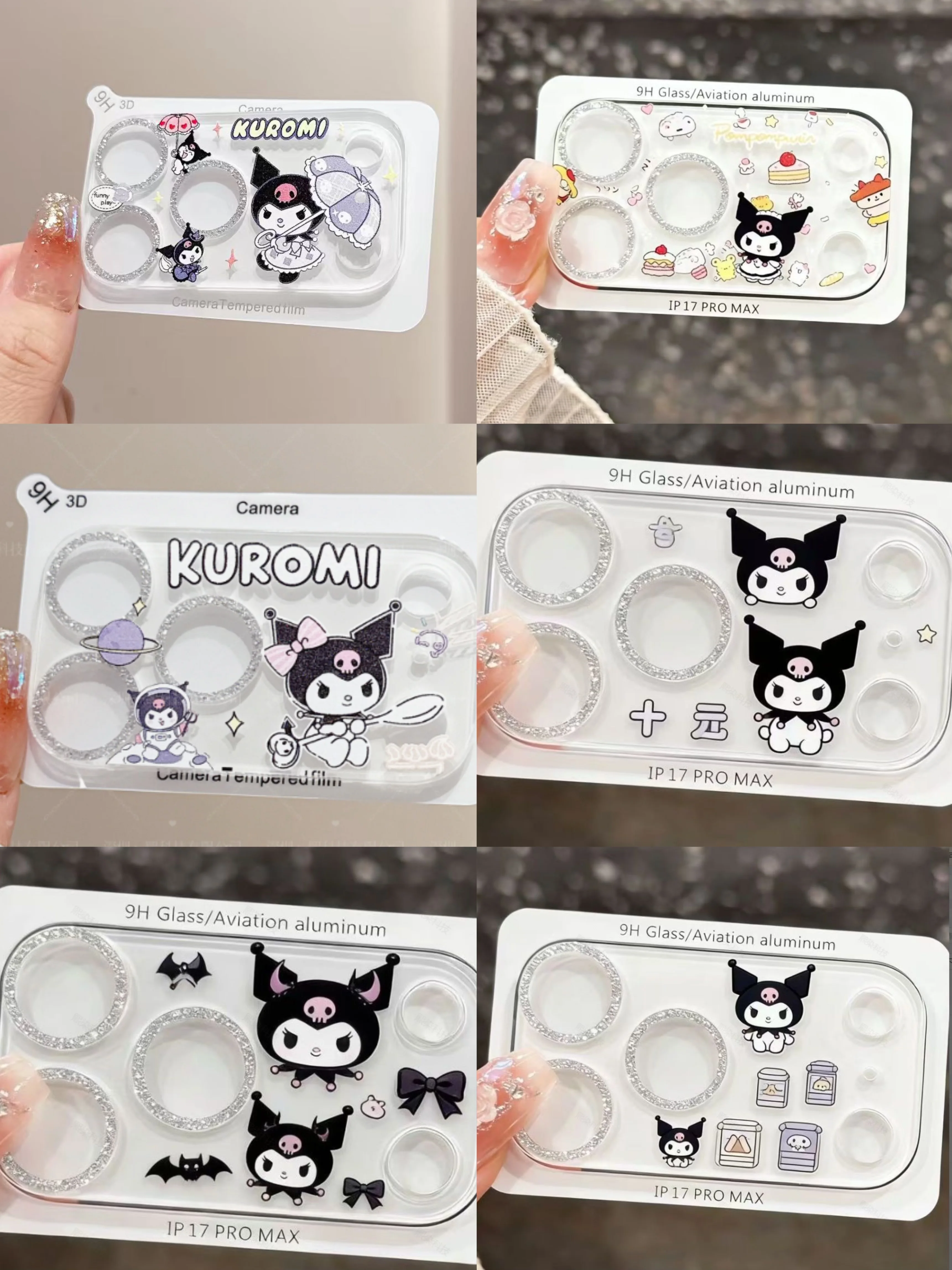 Cute Kuromi Camera Lens Protector for iPhone 17 Pro Max 17 Pro 3-in-1 Full Cover Glitter Film HD Clear Tempered Glass Cute Kuromi Camera Lens Protector for iPhone 17 Pro Max 17 Pro 3-in-1 Full Cover Glitter Film HD Clear Tempered Glass