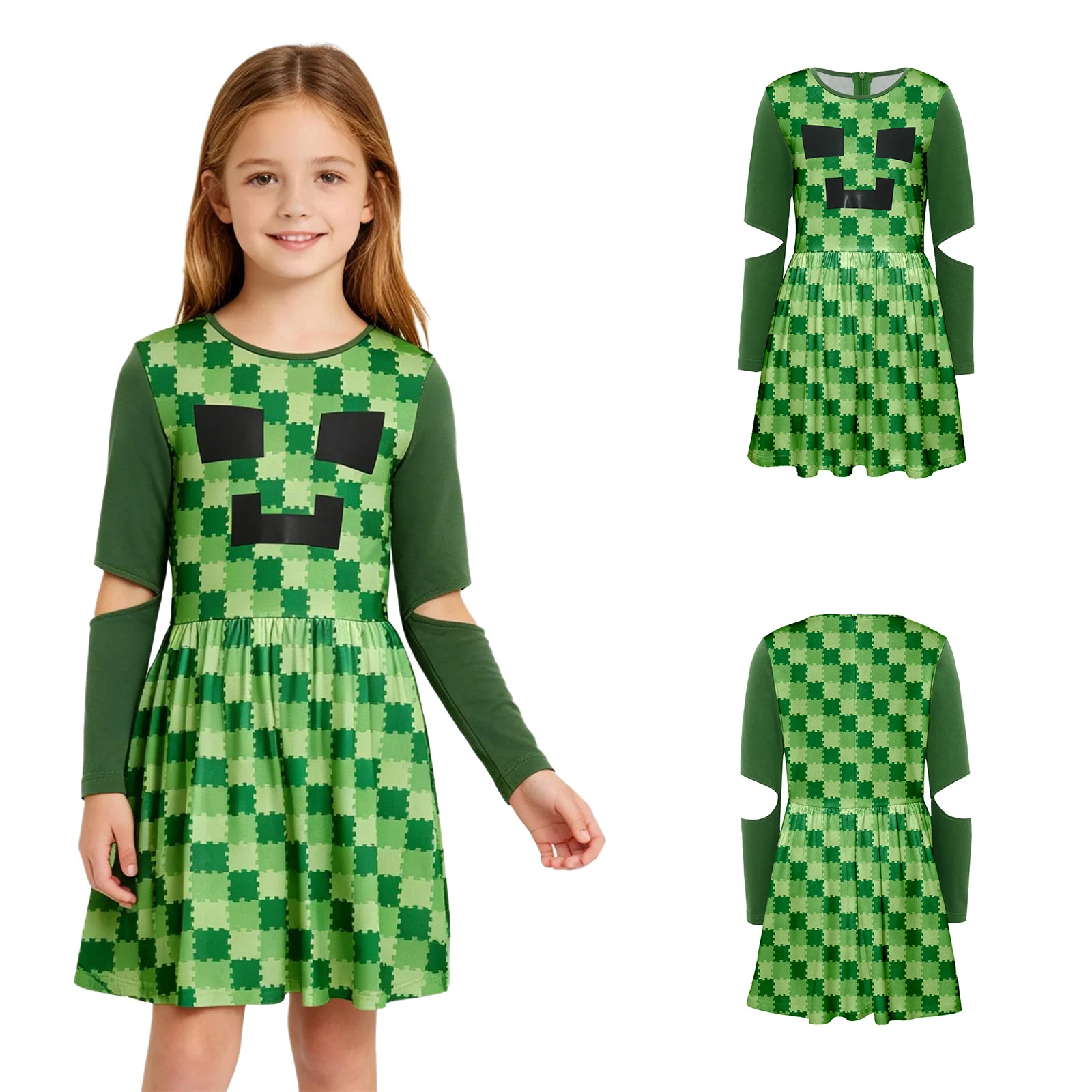 Girls Game Character Cosplay Dress Round Neck Cutout Long Sleeve Printed Back Zipper Ruffle for Halloween Theme Party Dress Up
Girls Game Character Cosplay Dress Round Neck Cutout Long Sleeve Printed Back Zipper Ruffle for Halloween Theme Party Dress Up