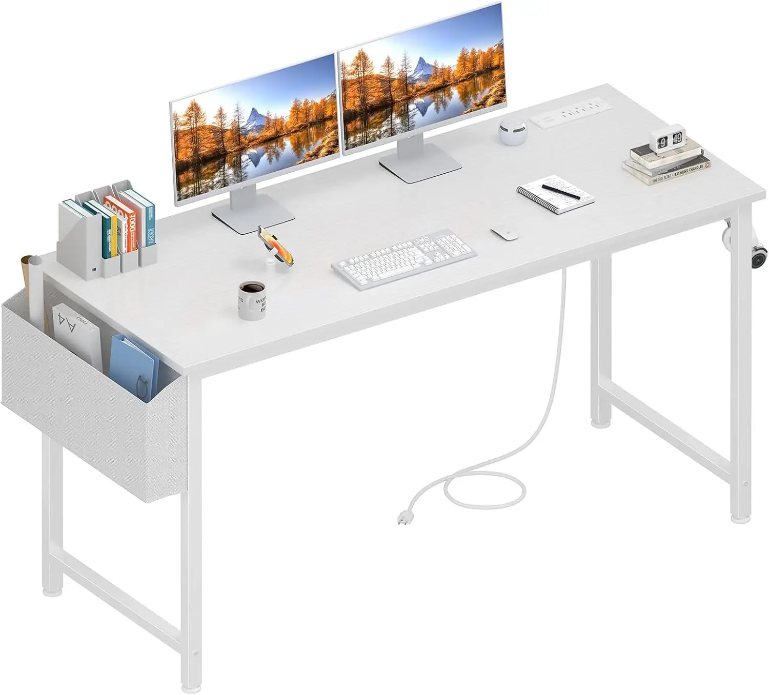 Gaming Desk Wood 55 inch with Power Outlets All Seasons White
Gaming Desk Wood 55 inch with Power Outlets All Seasons White