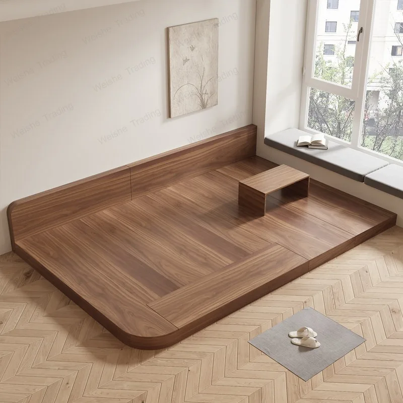 King-size Tatami low bed Double floor-to-ceiling slab bed Floor floor plan Low available, solid wood arc
King-size Tatami low bed Double floor-to-ceiling slab bed Floor floor plan Low available, solid wood arc