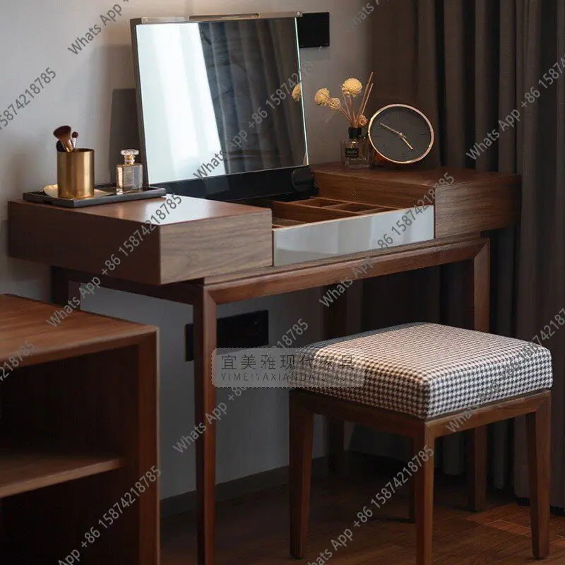 K Black Walnut Solid Wood Dressing Table Storage Dressing Table Flip Mirror Simple Bedroom Dressing Table Minimalist Taoyuan
K Black Walnut Solid Wood Dressing Table Storage Dressing Table Flip Mirror Simple Bedroom Dressing Table Minimalist Taoyuan