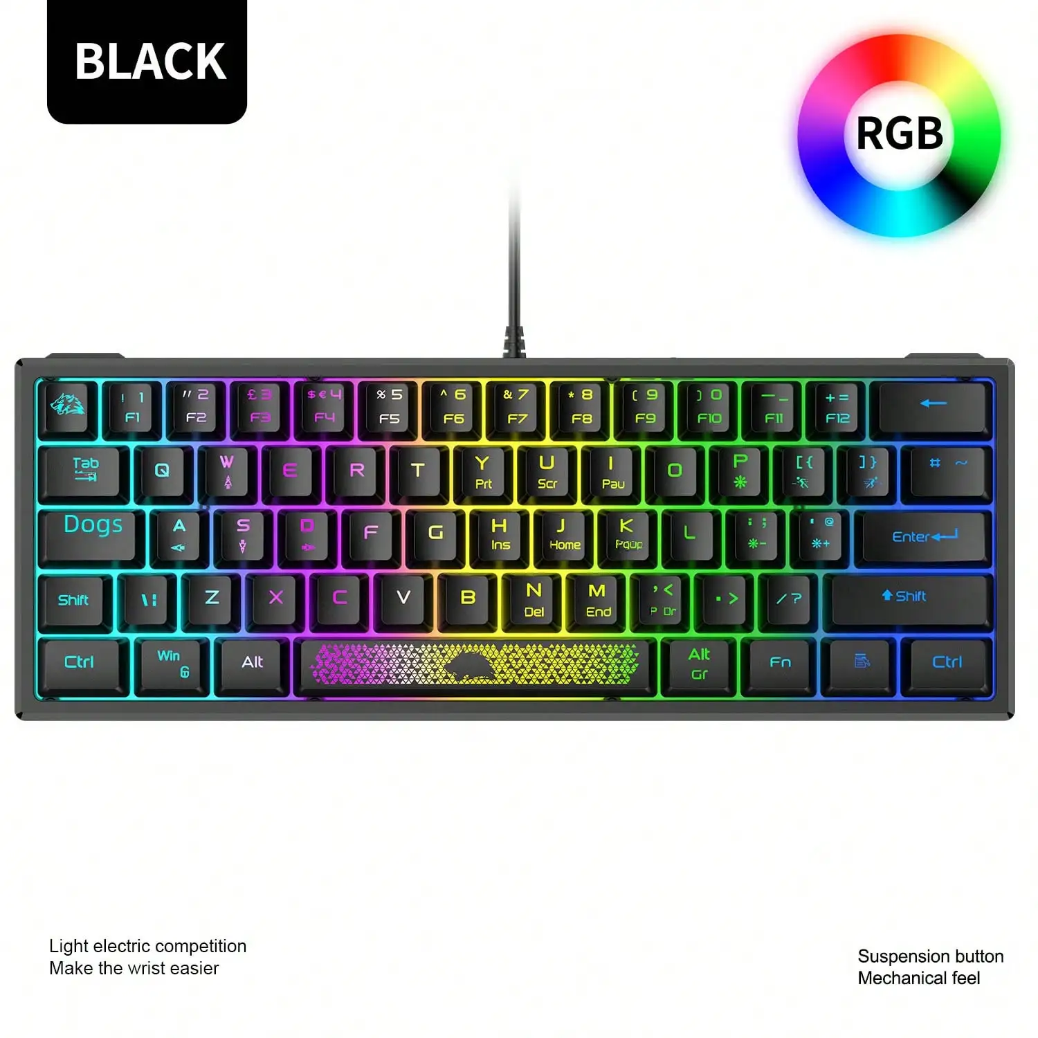 Free Wolf K61RGB Gaming Keyboard RGB Lighting Mini Keyboard Percent 60 Gaming Notebook Keyboard
Free Wolf K61RGB Gaming Keyboard RGB Lighting Mini Keyboard Percent 60 Gaming Notebook Keyboard