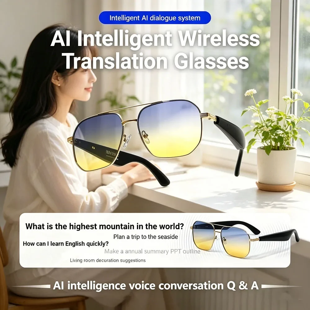 2 In 1 AI Smart Glasses, Wireless Call Headset Sunglasses with Intelligent Translation Music Playing Voice Assistant
2 In 1 AI Smart Glasses, Wireless Call Headset Sunglasses with Intelligent Translation Music Playing Voice Assistant