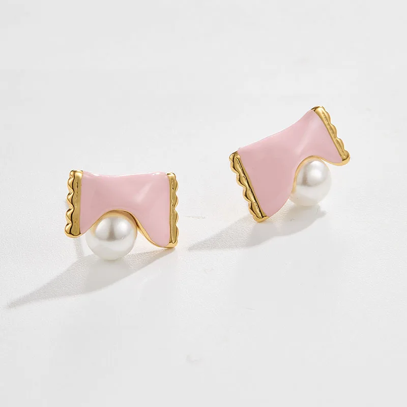 Cute Hand-painted Enamel Craft Pink Pearl Sugar Earrings Fashionable Simple Sweet Style Stud Earrings for Women Nich Design
Cute Hand-painted Enamel Craft Pink Pearl Sugar Earrings Fashionable Simple Sweet Style Stud Earrings for Women Nich Design