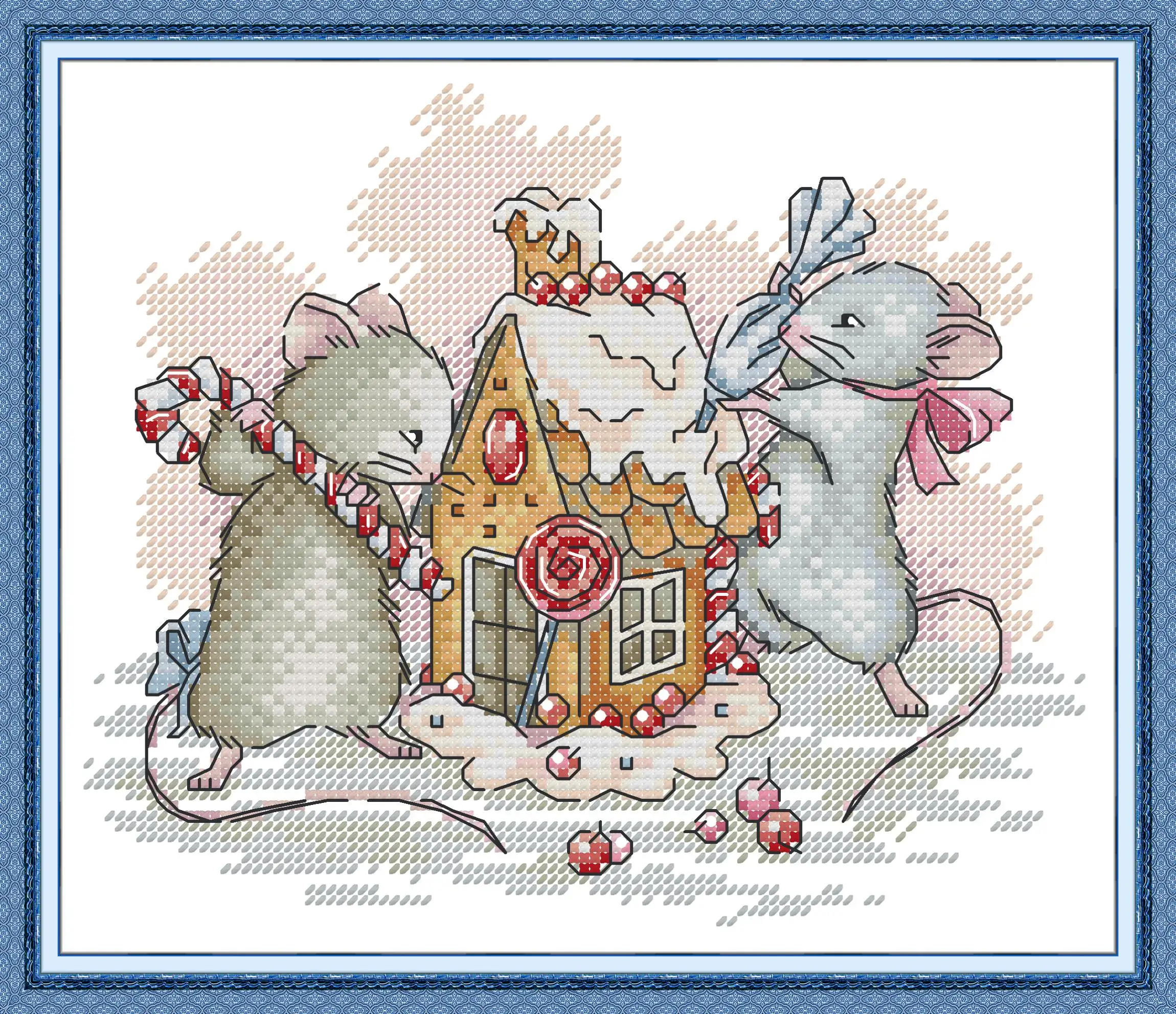 Maydear Full Cross Stitch Kit,11CT/14CT/16CT/9CT Aida Fabric,DMC Threads Sewing Pattern Embroidery Set-Mouse's Gingerbread House
Maydear Full Cross Stitch Kit,11CT/14CT/16CT/9CT Aida Fabric,DMC Threads Sewing Pattern Embroidery Set-Mouse's Gingerbread House