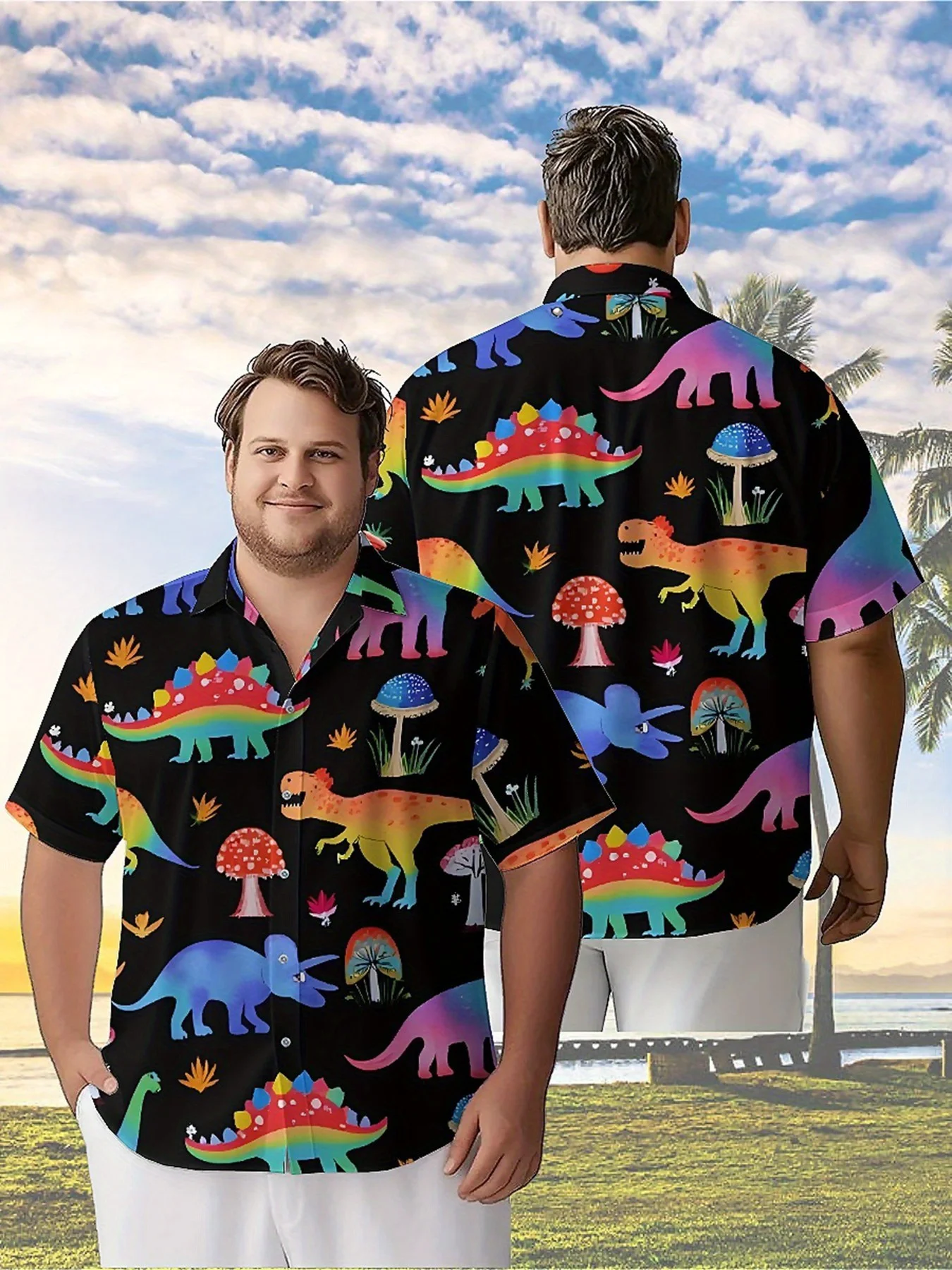 Men's Plus Size Hawaiian Shirts Rainbow Dinosaur Camouflage Pattern, Button Up Shirts, Unisex Casual Clothing, Summer Tops
Men's Plus Size Hawaiian Shirts Rainbow Dinosaur Camouflage Pattern, Button Up Shirts, Unisex Casual Clothing, Summer Tops