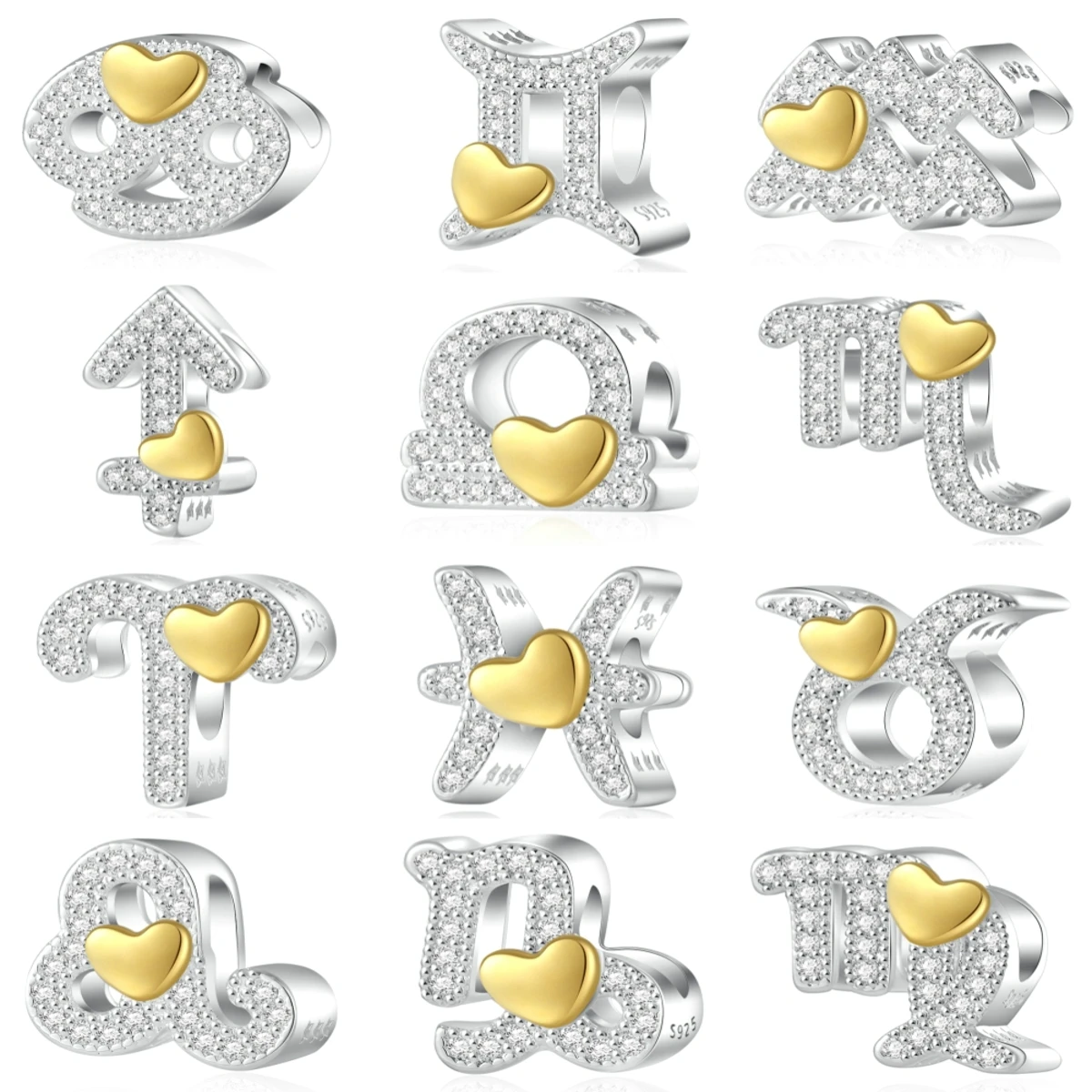 The Twelve Zodiac Signs Charms Fit Original Bracelets Jewelry Making 100% S925 Sterling Silver With Golden Heart
The Twelve Zodiac Signs Charms Fit Original Bracelets Jewelry Making 100% S925 Sterling Silver With Golden Heart