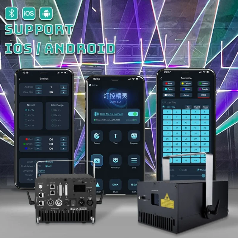 Knight Professional 10Watts Phone App Control Rgb Disco Laser Light Show for Concert Party