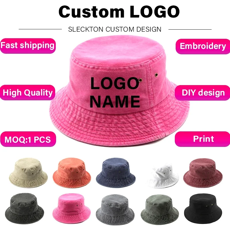 SLECKTON Custom Logo Bucket Hat for Men and Women Brand Design Embroidery Print DIY Summer Fisherman Hats Washed Cotton Unisex
SLECKTON Custom Logo Bucket Hat for Men and Women Brand Design Embroidery Print DIY Summer Fisherman Hats Washed Cotton Unisex