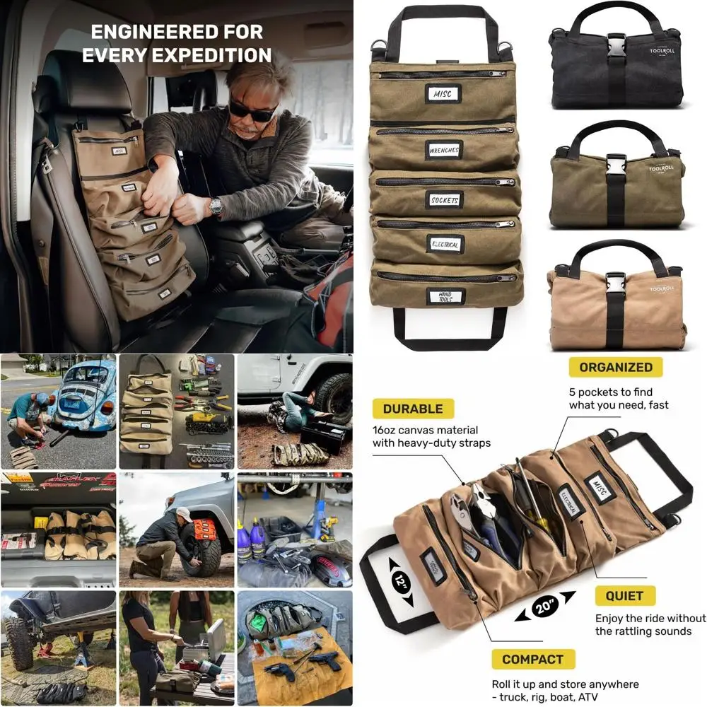 Компактная сумка для инструментов из холста с 5 карманами и молниями, устойчивыми к коррозии — идеально подходит для пап, механиков и любителей. | Армейский зеленый
Компактная сумка для инструментов из холста с 5 карманами и молниями, устойчивыми к коррозии — идеально подходит для пап, механиков и любителей. | Армейский зеленый