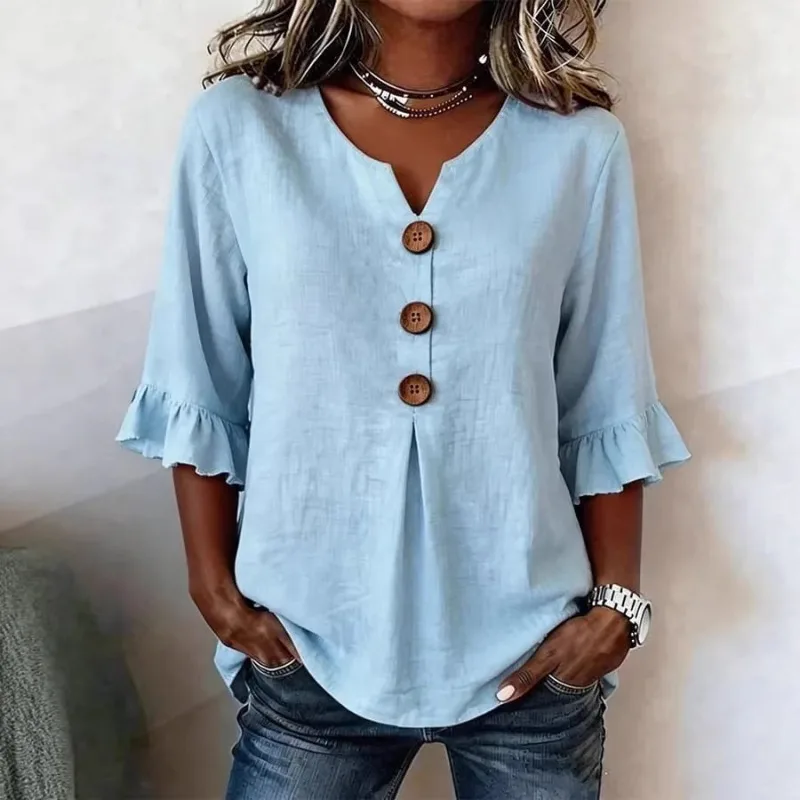 2026 New Women's V Neck Linen Summer Top Breathable Lightweight Beach Office Blouse
2026 New Women's V Neck Linen Summer Top Breathable Lightweight Beach Office Blouse