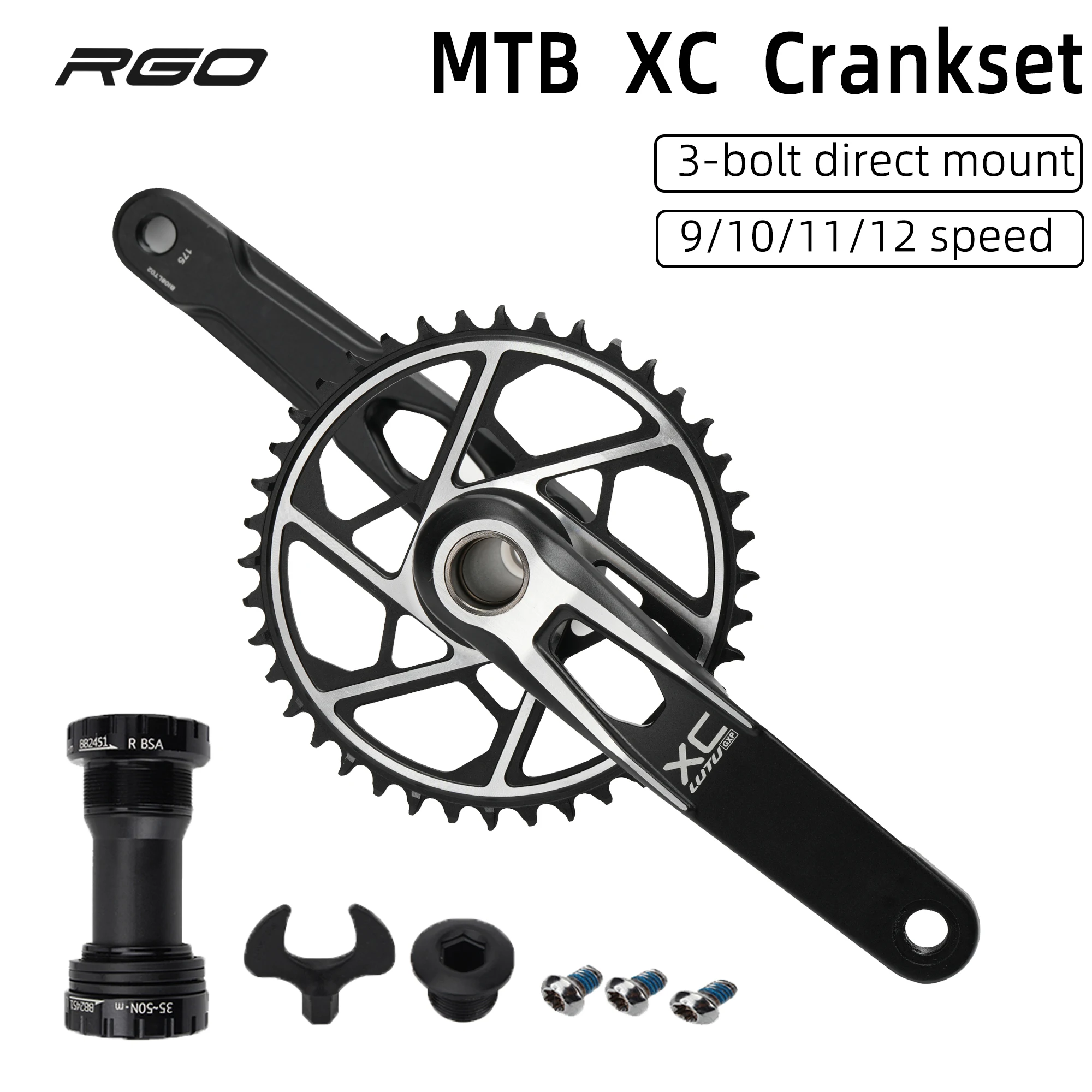 RGO XC MTB Crankset 170/175mm 30-42T 104BCD T6 Aluminum Alloy Forged Crank Arm for Mountain & Gravel Bike
RGO XC MTB Crankset 170/175mm 30-42T 104BCD T6 Aluminum Alloy Forged Crank Arm for Mountain & Gravel Bike