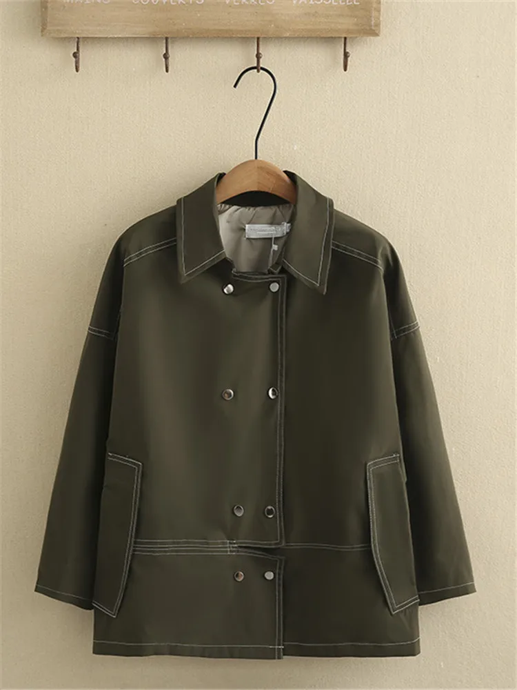Plus Size Women's Clothing Spring And Autumn Coat Lapel Long Sleeve Double Breasted Short Trench Coat For Fat Ladies Wear 5XL
Plus Size Women's Clothing Spring And Autumn Coat Lapel Long Sleeve Double Breasted Short Trench Coat For Fat Ladies Wear 5XL