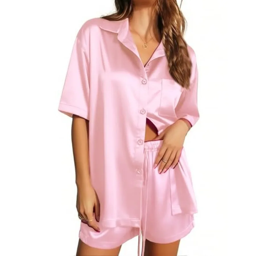 Ekouaer Pajamas for Women Silk Satin Pjs Soft Sleepwear Short Sleeve Button Down Pjs Top and Shorts 2 Pcs Lounge Set S-XXL
Ekouaer Pajamas for Women Silk Satin Pjs Soft Sleepwear Short Sleeve Button Down Pjs Top and Shorts 2 Pcs Lounge Set S-XXL