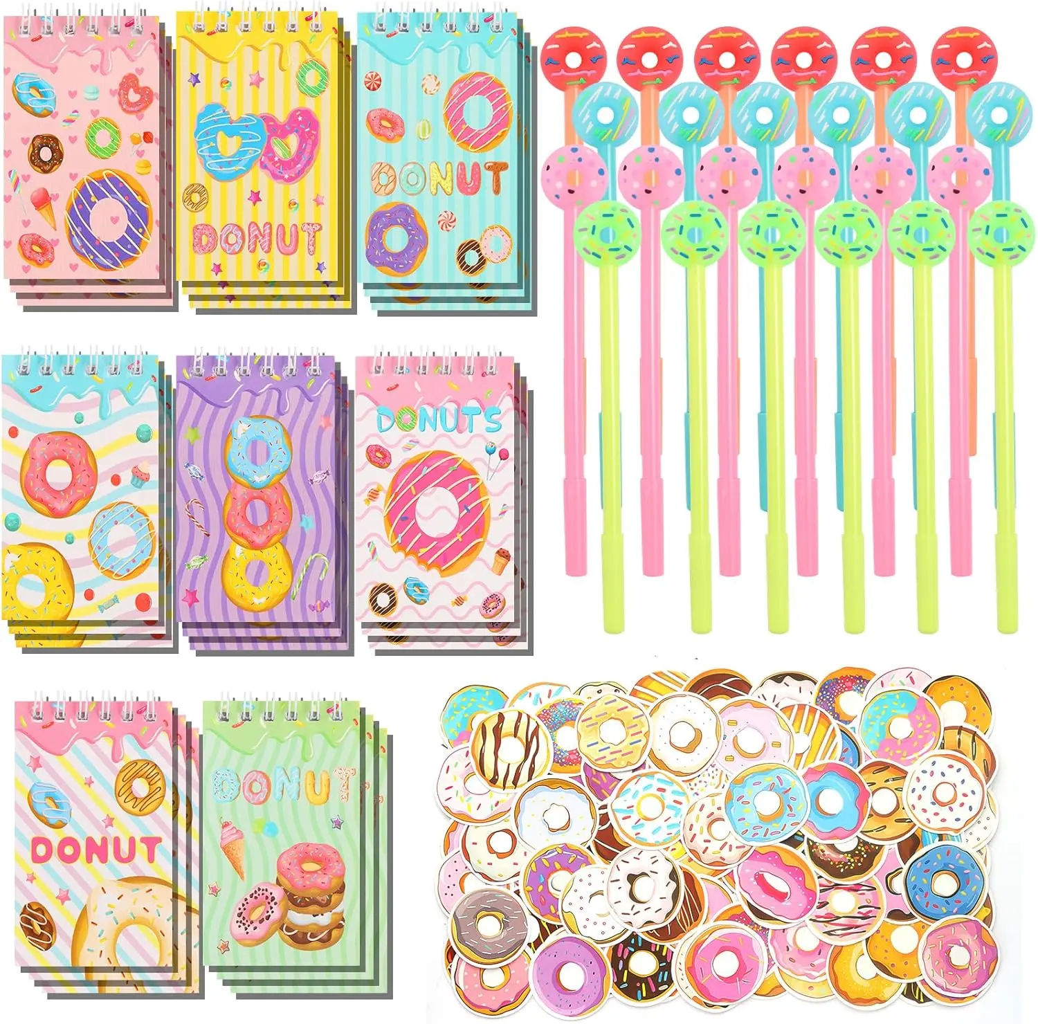 148 Pcs Donut Notebooks Pens Stickers Set for Birthday Party Favors Classroom Rewards Goodie Bags
148 Pcs Donut Notebooks Pens Stickers Set for Birthday Party Favors Classroom Rewards Goodie Bags