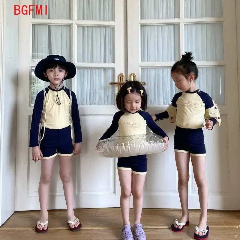 Korean Girl Swimwear Baby Boys Summer Swimsuit Long Sleeve Sunscreen Tops Elastic Waist Swim Trunks Hat Kids 3Pcs Bathing Suit
Korean Girl Swimwear Baby Boys Summer Swimsuit Long Sleeve Sunscreen Tops Elastic Waist Swim Trunks Hat Kids 3Pcs Bathing Suit