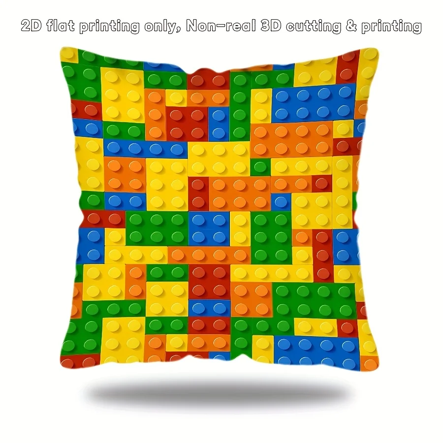 A colorful pillowcase with a building block design, suitable for use on the sofa, in the living room, or in the bedroom.
A colorful pillowcase with a building block design, suitable for use on the sofa, in the living room, or in the bedroom.