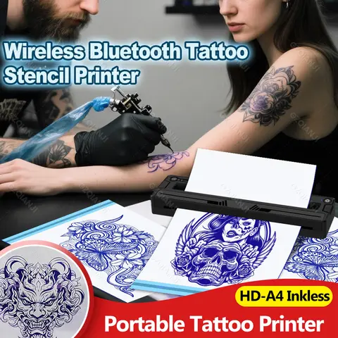Tragbare Tattoo Transfer Maker A4 Tattoo Papier Schablone Drucker Für Tattoo künstler Kleine Unternehmen Drahtlose Bluetooth Druck