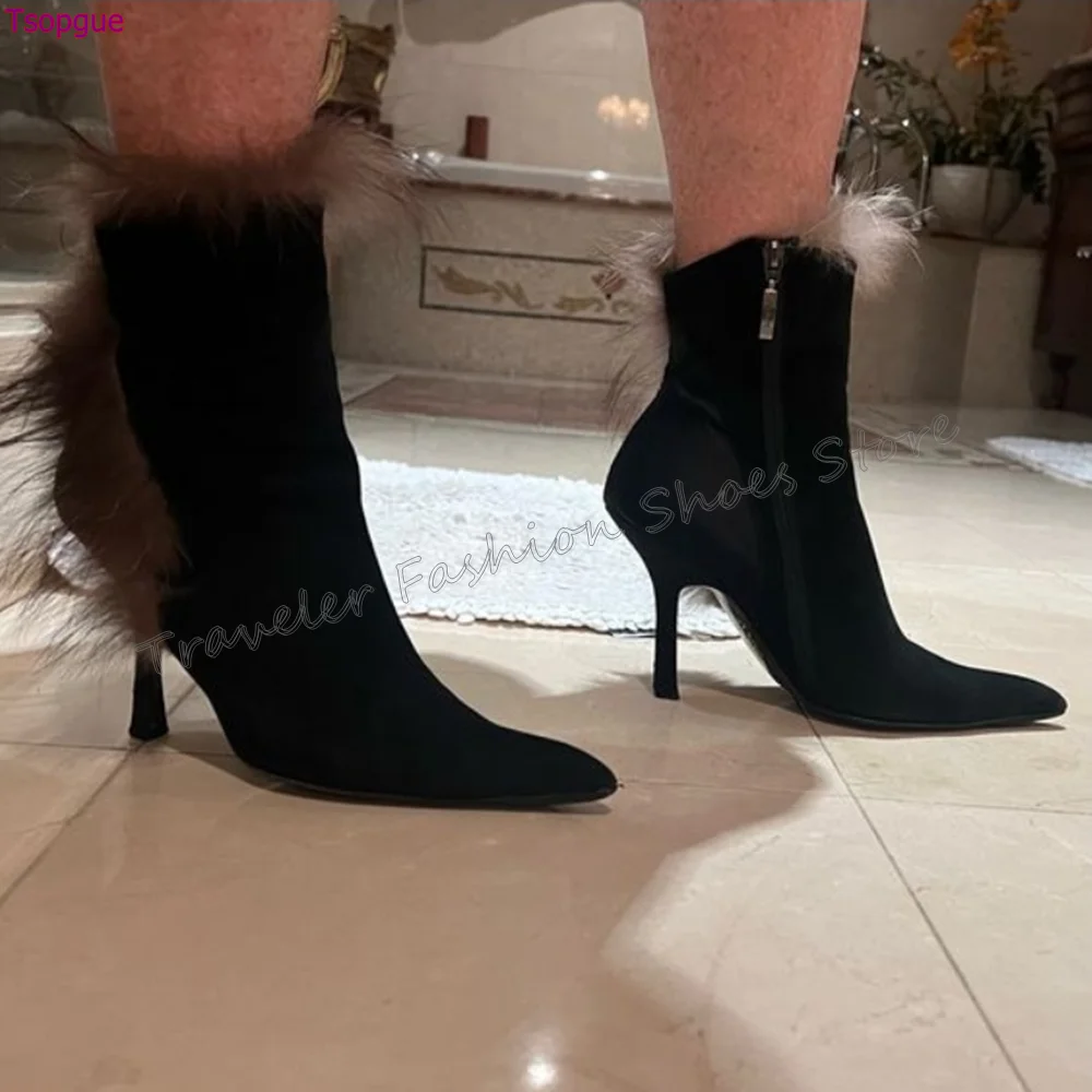 Black Fur Decor Side Zipper Ankle Boots Sexy Stilettos High Heels High Heel Shoes for Women Heels 2024 New Zapatos Para Mujere
Black Fur Decor Side Zipper Ankle Boots Sexy Stilettos High Heels High Heel Shoes for Women Heels 2024 New Zapatos Para Mujere