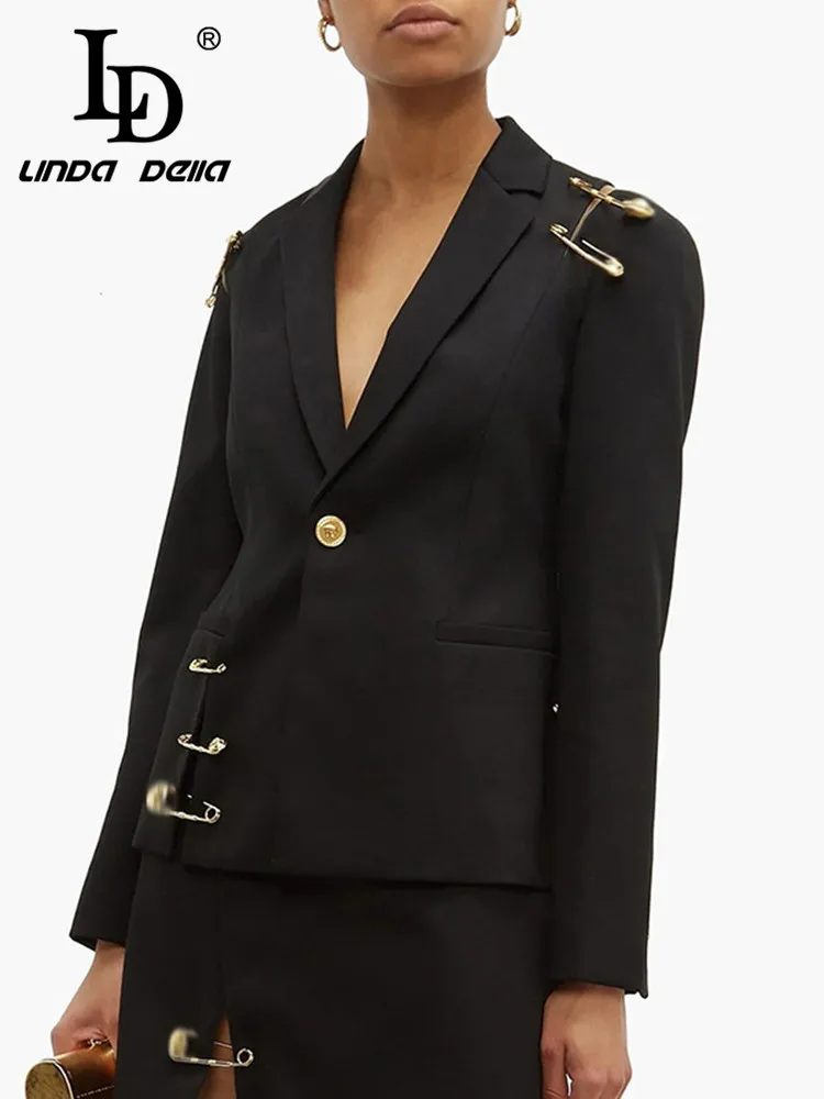 LD LINDA DELLA Autumn New Style Vintage Coat Women's Black Long Sleeve Button pin Multi-pocket Splice Slim Fit Short Suit Coat
LD LINDA DELLA Autumn New Style Vintage Coat Women's Black Long Sleeve Button pin Multi-pocket Splice Slim Fit Short Suit Coat