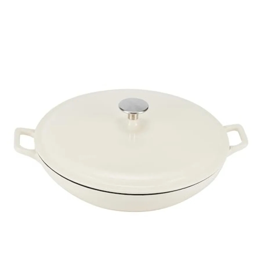 Enameled Cast Iron - Covered Round Casserole Skillet with Lid Oven Safe - 500°F Even Heat Distribution 3.3-Quart White
Enameled Cast Iron - Covered Round Casserole Skillet with Lid Oven Safe - 500°F Even Heat Distribution 3.3-Quart White